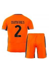 Inter Milan Denzel Dumfries #2 Jalkapallovaatteet Lasten Kolmas peliasu 2023-24 Lyhythihainen (+ Lyhyet housut)